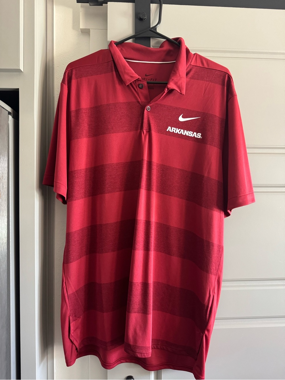 Nike Red Arkansas Dri-FIT Striped Polo